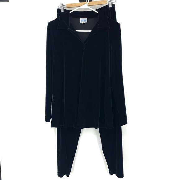 Vintage Baby & Me Black Velvet Two Piece Maternity Set Womens Sz Medium - Picture 1 of 9